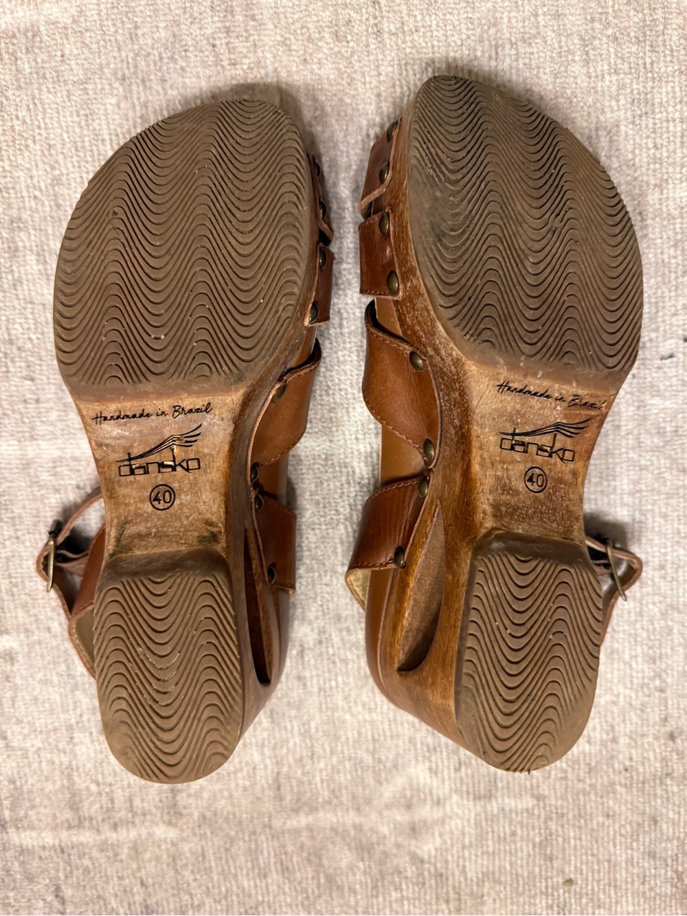 Dansko Brown Leather Buckle Cross-Strap Sandals - Picture 2 of 3